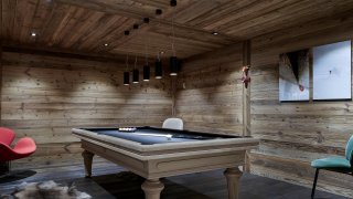CHALET-COURCHEVEL1850-VIEUX BOIS-BILLARD